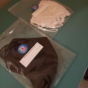 White Lace + Black Satin Face Masks - Bride & Groom - NWT